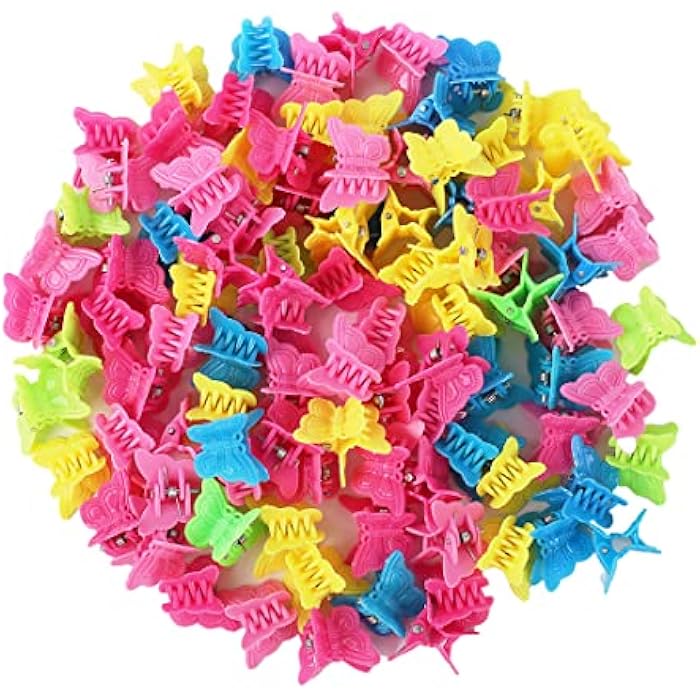 100 Pcs Flower Hair Clip,Mini Cute Girls Kids Hair Clips Flower Claw Clips for Thick Hair 90s Girls Women (butterfly) - Image 1